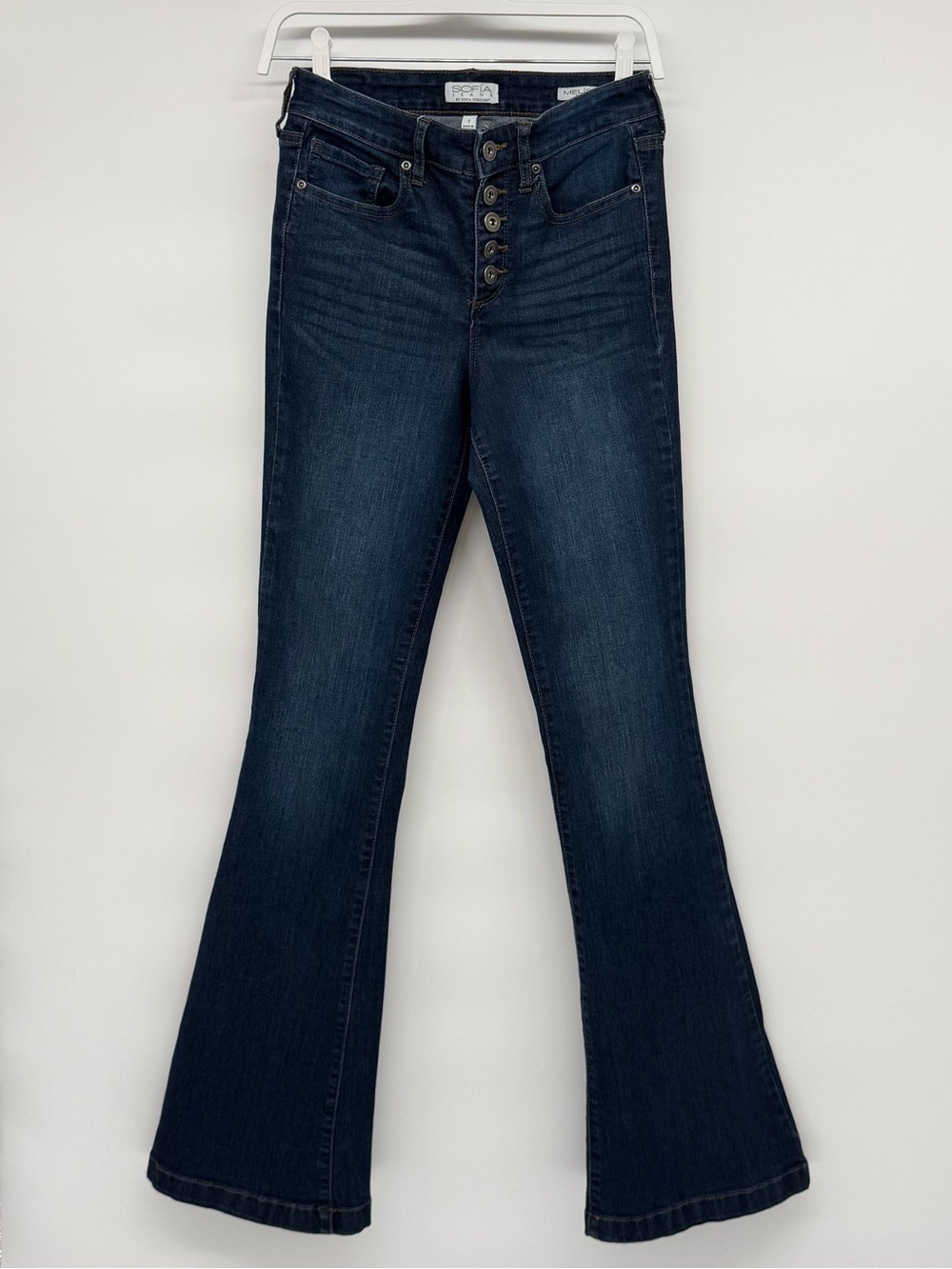Sofia Vergara Melisa Dark Wash High Rise Flare Jeans Size 2